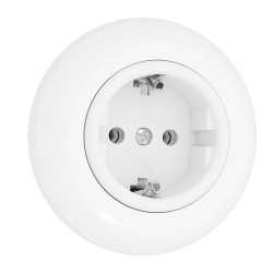 Gniazdo elektryczne Schuko z ramką, montaż podtynkowy, kolor biały, Retro Vintage Loft