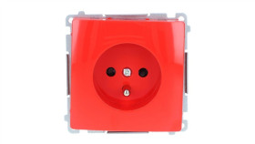 Simon Basic Gniazdo Pojedyncze Z/U Z Przesłonami Czerwone Bmgz1z.01/22