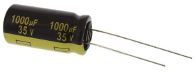 Kondensator 1000μF 35V dc Radialny, Otwór przelotowy Panasonic roztaw: 5mm 12.5 (Dia.) x 25mm