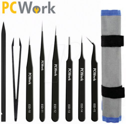 08F Pinzettenset, ESD-sicher, 8-teilig, Edelstahl