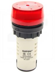 Kontrolka AD16-22SM/220VAC;22mm; czerwona;mig.z buzzerem;pod.LED220V