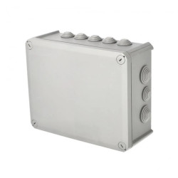 Puszka hermetyczna natynkowa z dławikami 240x190x95mm bezhalogenowa, odporna na UV, dekiel przykręcany IP66 szary