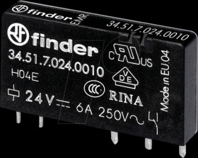 34.51.7.005.0010 Plug-in PCB relay, 1 CO, 6 A, 5 V DC sensitive