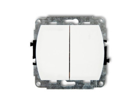 TREND Wyłącznik pojedynczy ze schodowym (dwa klawisze bez piktogramów wspolne zasilanie) biały WP-10.11 KARLIK