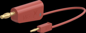 Measuring lead with (2 mm lamella plug, straight) to (4 mm lamella plug, straight), 0.07 m, red, PVC, 0.5 mm², 64.1060-00722
