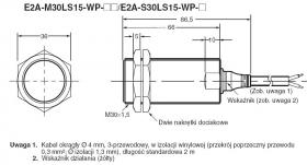 E2A-M30LS15-WP-B3 2M, Czujnik indukcyjny, M30x1.5, PNP NO+NC, sr=15mm przewód o dł. 2m, dł. obudowy 86mm, czoło zakryte, OMRON,