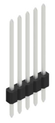 Pin header, 5 pole, pitch 1.27 mm, straight, black, 10060170