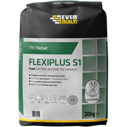 Everbuild 695062 711 TileSet Flexiplus Tile Adhesive White 20kg