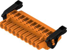 Socket header, 10 pole, pitch 5.08 mm, angled, orange, 1087330000