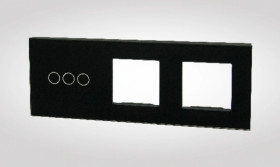 TouchMe Duży panel szklany, 1 x łącznik potrójny, 2 x ramka, czarny TM703728728B