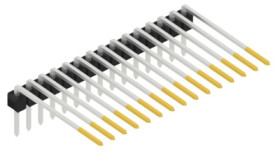 Pin header, 15 pole, pitch 2.54 mm, angled, black, 10056260