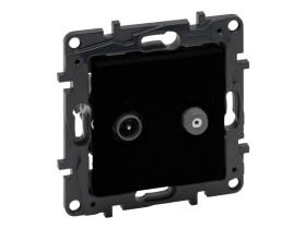 NILOE STEP Gniazdo telewizyjne podwójne 2xTV typu "F" końcowe do instalacji typu gwiazda 1,5 dB czarny 863576 LEGRAND