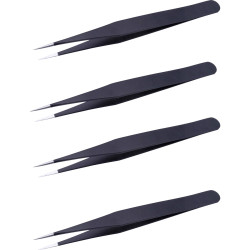 Quadrios 25EC173 ESD Tweezers Pointed Stainless Steel Black 120mm Length