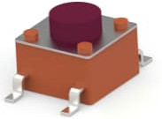 Short-stroke pushbutton, Form A (N/O), 50 mA/24 VDC, unlit , actuator (purple, L 1.4 mm), 0.68 N, SMD, 1571563-2
