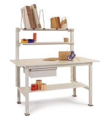 Manuflex AS1501.7035 Kompletny stół do pakowania 1500x800mm z jedną szufladą i podstawą. Blat stołowy z tworzywa sztuczn