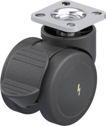 Blickle 856390 LKDB-PUA 50G-RA-ELS-P20 Podwójna rolka skrętna z tworzywa sztucznego Średnica koła: 50 mm Maksymalne obci