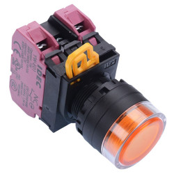 YW1L-AF2E02Q3A Amber 12V illuminated 22mm Maintained Shrouded Push Button Switch 2NC IP65 IDEC