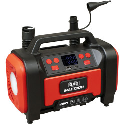 Sealey MAC13DR Rechargeable Tyre Inflator &amp; High Volume Air Pump 12V