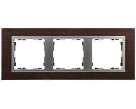 Simon 82 Ramka potrójna pozioma drewniana wenge/ ramka pośrednia aluminium mat 82937-65