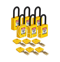 Kłódka LOTO SafeKey nylonowa, szekla 38 mm, żółta (6 szt.), 150265