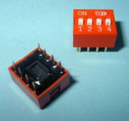 DIP SWITCH 4-PIN RED SLIDE