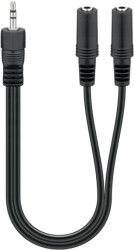 Kabel audio adapter rozdzielacz 3,5mm, 1 wtyk 2 gniazda stereo, czarny 50464