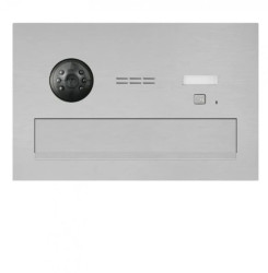 Skrzynka na listy przelotowa w rozmiarze C4 z wbudowanym wideodomofonem COMO-PRO-V G3, z 1 przyciskiem, czytnikiem zbliżeniowym