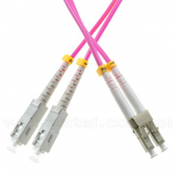 Patchcord SC/UPC-LC/UPC, MM, 50/125, dupleks, włókno OM4, 0,5 m
