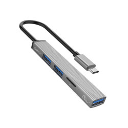 HUB USB-C 3-port. USB-A czytnik microSD ALU Orico