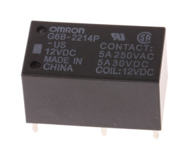Przekaźnik mocy 12V dc DPST Omron, montaż PCB 480Ω Otwór przezierny