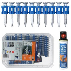 Gwoździe do betonu 2,7x25mm ocynkowane, gładkie łączone plastikiem 500 sztuk + 1x gaz do osadzaka R-SC40II Rawlplug R-KNC-6/25/5
