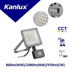 Projektor z czujnikiem ruchu ACETE 10W CCT GR 860lm(WW)/1080lm(NW)/970lm(CW) 3000K/4000K/6500K IP44 szary 38495