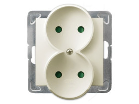 IMPRESJA Gniazdo podwójne bez uziemienia z przesłonami torów prądowych moduł bez ramki ecru GP-2YRP/m/27 OSPEL