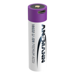 USB-C Rechargeable Lithium-ion 18650 Battery (3.6V, 2600mAh)