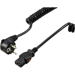 Sygonix SY-6733074 Cable lockable C13/C14 black 3 m spiral IEC mains power