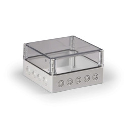 Obudowa Cubo S 175x175x100mm podstawa 50mm przetłoczenia Pg pokrywa przezroczysta IP67 PC SPCK181810T