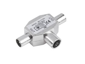 Rozgałęźnik złącze trójnik gniazdo TV - 2x wtyk TV metal