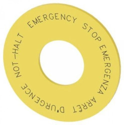 Etkieta żółta podkładkowa 60mm do otworów 22mm inskrypcja w 4 językach DE EN FR IT SIRIUS ACT 3SU1900-0BN31-0NC0 /10szt./