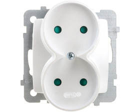 KARO Gniazdo podwójne b/u z przesłonami srebrny perłowy GP-2SRP/m/43