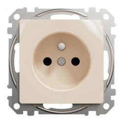 Gniazdo zasilające 2P+PE z przesłonami torów pr., zaciski bezgw., beżowy, Sedna Design i Elements SDD112012