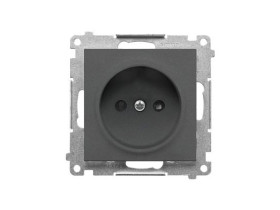 SIMON 55 Gniazdo pojedyncze bez uziemienia z przesłonami szybkozłącza grafitowy mat TG1CZ.01/116 KONTAKT SIMON
