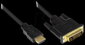 GC-M0008 Cable HDMI 19pol male &gt; DVI-D 24+1 male, 1m