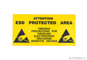 Tabliczka informacyjna samoprzylepna "ESD PROTECTED AREA" 300x150 mm