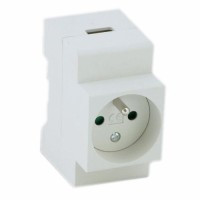 GAC250PL-T35-16 Gniazdo 250V - standard PL - 3 biegunowe, szare 16A - na szynę DIN (T-35)