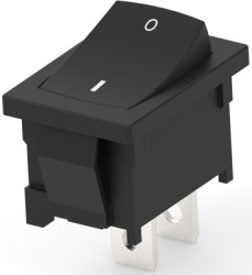 Rocker switch, black, 1 pole, On-Off, off switch, 16 A/125 VAC, IP40, unlit, printed, 1-1571076-0