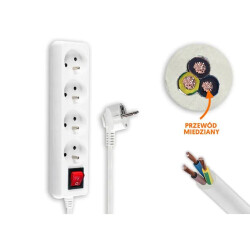 Przedłużacz elektryczny 1,5m/4gn z.u.+wył./ Lx9542