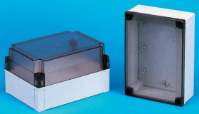 Obudowa Poliwęglan szerokość zew. 130 mm długość zew. 180 mm wys. zew. 35 mm Fibox IP67 Szary