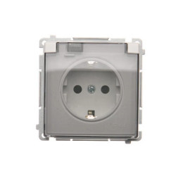 Simon Basic Gniazdo wtyczkowe Schuko do wersji IP44 z przesłonami (moduł) 16A, 250V~,zaciski śrubowe klapka transparentna biały