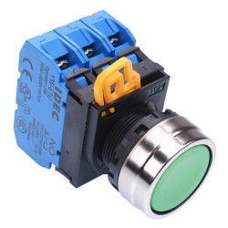YW4B-M1E30G Green 22mm Metal Bezel Momentary Push Button Switch 3NO IP65 IDEC