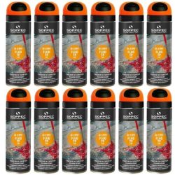 Farba geodezyjna do znakowania pomarańczowa 500ml spray 12 sztuk SOPPEC Fluo T.P.